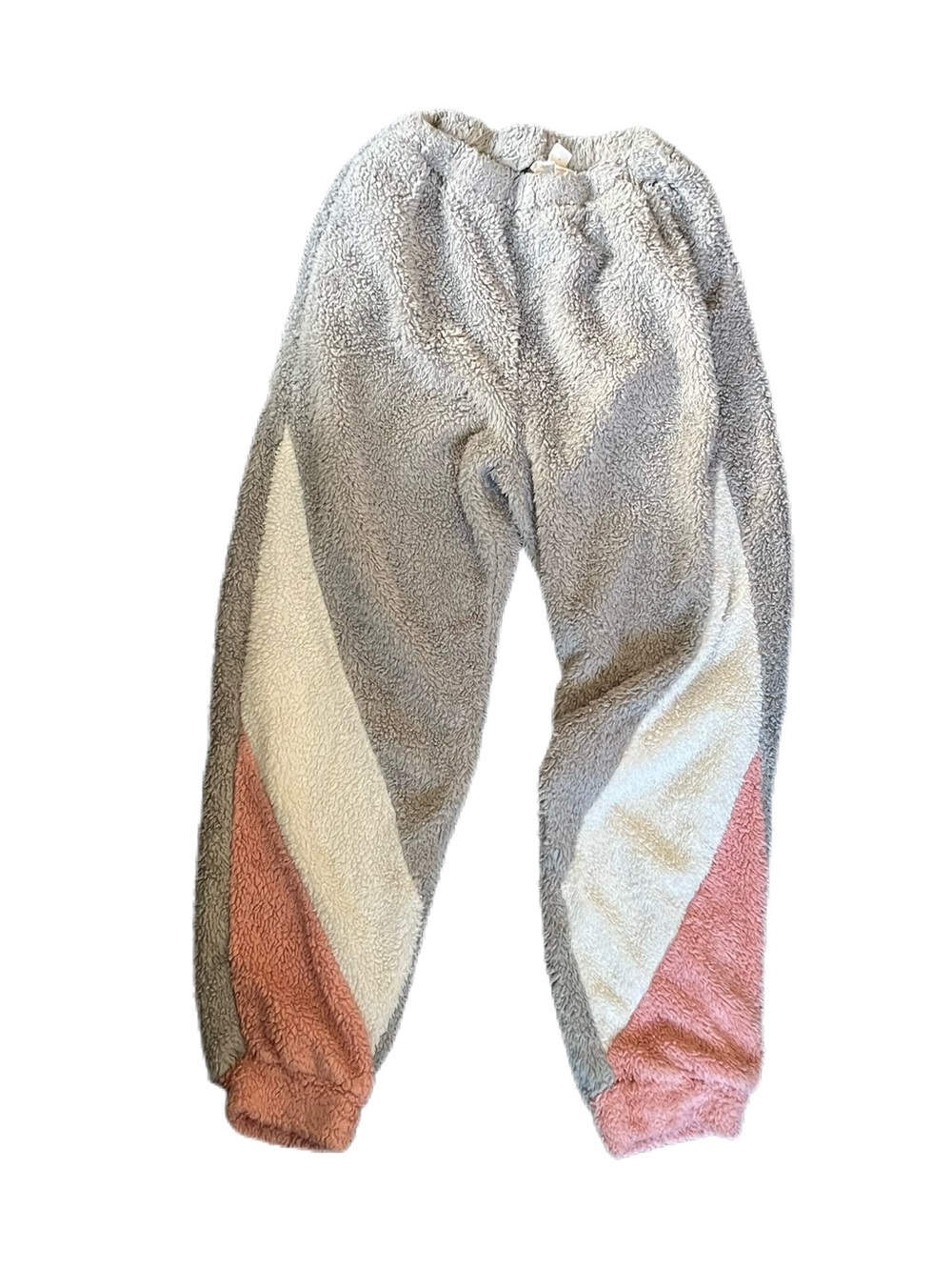 SHEIN Sherpa Colorblock Joggers - Gray, White & Pink